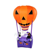 1.8m Halloween Inflatable Ghost Sitting on Pumpkin Hot Air Balloon with LED Lights for Outdoor Party Decor (EU Plug)