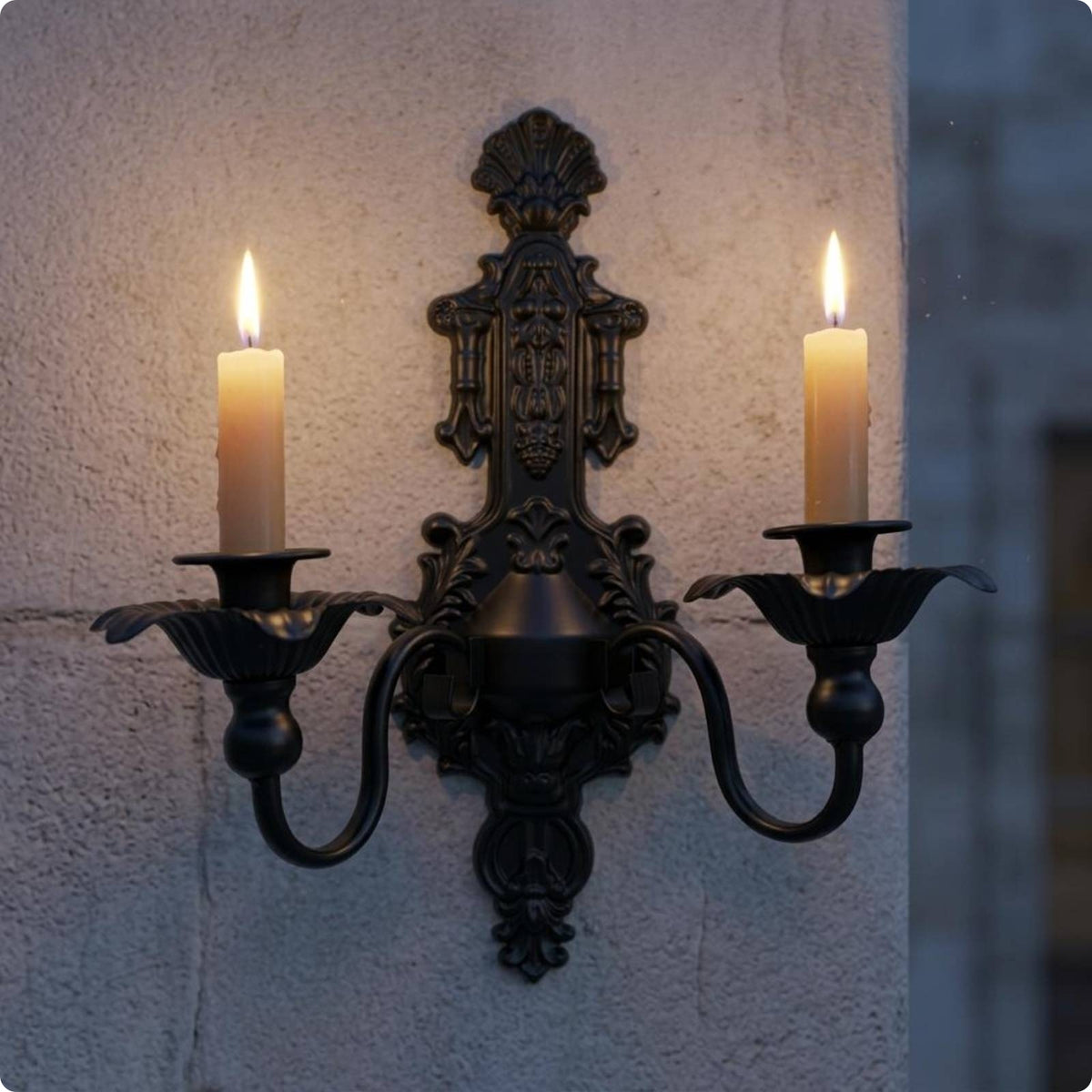2 Pieces Wall-Mounted Candle Sconce Elegant Atmosphere Ornate Candle Sconce