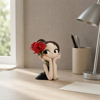 Cartoon Girl Statue Lightweight Resin Girl Figurine Detailed Carving