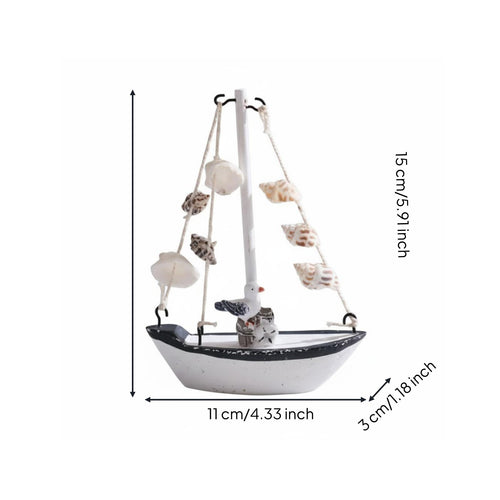 Wooden Sailboat Ornament Handmade Wooden Sailboat Model Handmade for Bathroom