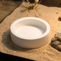 Easy Clean Reptile Bowl with Raised Rim, Ceramic Reptile Bowl for Mealworms, Gecko Feeding Dish for Small Reptiles, White Finish