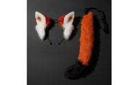 Animal Ears and Tail Set Faux Hair Cosplay Ears Headband with Tail Soft Costume Accessory for Cosplayers, Photo Shoots