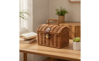woven Basket with Lid and Handle Rattan picnic Basket with Handle Lidded for Picnics, Gift Packaging