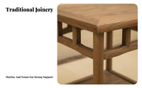 Chinese Design Design Small Occasional Table Solid Wood Construction Square Wooden Pedestal Traditional Joinery Tea Stand Decorative for Culture Enthusiasts, Apartment Dwellers, Living Room, Bedroom, Balcony, Office