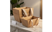 10 Pieces Krafts Gift Basket with Handles Brown Present Wrap Metal Rivets
