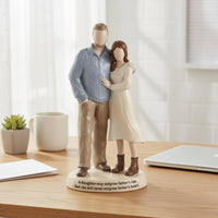 Dad and Daughter and Daughter Sculpture Heartfelt Resin Desk Figurine Desktop