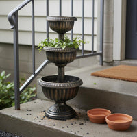 Solar Lighted Planter Rustic Charm Antique Bronze Planter Weather-Resistant