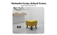 Tufted Cube Stool Multi-Purpose Square Tufted Pouf Stable Wooden Legs for Adults