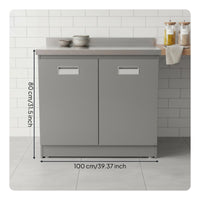 Stainless Steel Kitchen Cabinet Freestanding Storage Sideboard Rust-resistant Easy Clean Design Durable Construction Suitable for Homeowners Pantry Garage