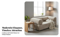 Vintage Inspired Corduroy Sleeper Sofa Removable and cleanable Cover transformable Couch Space-Saving Upholstered Seating firm-density Foam for Apartment Residents, Design aficionados, Homeowners, Living Room, Bedroom, Lounge Area