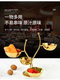 批发多层不锈钢小吃架 酒店水果盘小吃碟 创意果碟多用金色味碟
