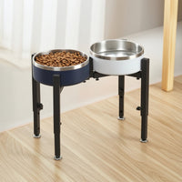 Metal Elevated Dog Bowl Stand Easy to Clean Dog Bowl Stand with Stainless Steel Bowls Dishwasher-Safe Pet Feeder with Stainless Steel Bowls Rust-Resistant for Dogs, Pets, Indoor, Kitchen