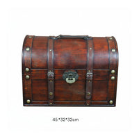Faux Rosewood Storage Chest Metal Corner Studs Vintage Trunk Chest