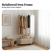 Rolling Coat Rack with Mirror comprehensive Design for Bedroom, Entryway, Adults