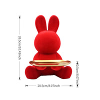 Tray Holding Hare Figurine Red Seated Hare Figurine Modern Seasonal Decoration