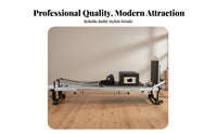 Pilates Reformer Bed Noiseless Center Training Reformer Adjustable Resistance Sliding Carriage Exercise Bed for Postpartum Women, Beginners, Gyms