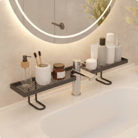 Sink Organizer with Cutout Space-Saving Behind Faucet Storage Shelf Easy Drainage over Faucet Shelf for Washstand