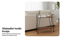 2-Tier Rolling End Table Sturdy Serving Trolley Easy to Clean for Living Room