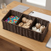 Three-Compartment Basket Divided Desktop Organizer Basket Multi-Function