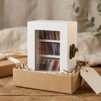 Wooden Bookshelf Ornament Three Shelves Mini Bookshelf Cabinet Clear Window