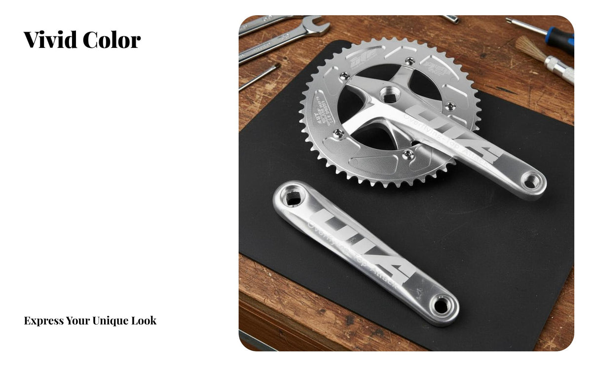 Single Speed Crankset Lightweight Fixed Gear Crankset CNC Machined Aluminum Alloy Chainring Set for Cyclists, Downtown Commuting, Road Biking