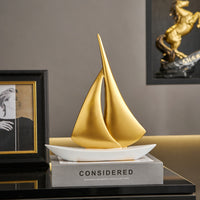 Resin Sailboat Sculpture Minimalist Design House Decoration Coastal Charm