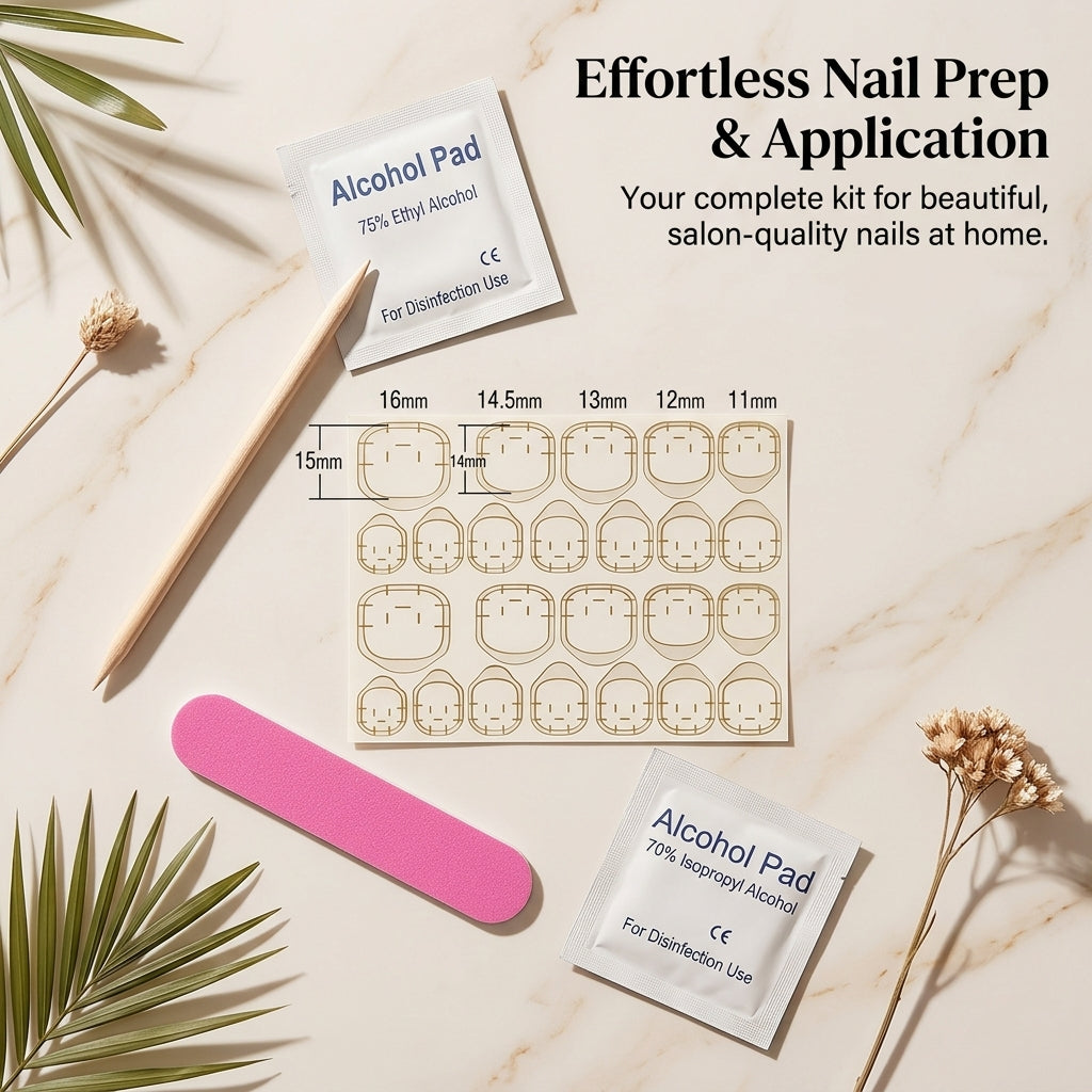 Press On Nails Kit with Everything for Beginners, Jelly Tool Set, Reusable Temporary Application, DIY Art Enthusiasts Prep Supplies