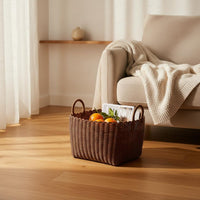 Imitation Wicker Basket with Handles Lightweight Woven Laundry Hamper