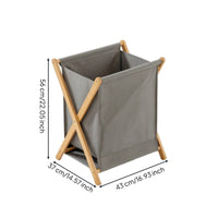 Textile Bin with Wooden Frame Space-Saving Hamper Lightweight for Bedroom