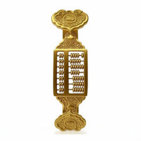 Abacus Plaque with Auspicious Scepter Motifs Gold-Tone Desktop Decor Compact