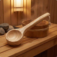 Wooden Sauna Ladle Easy to Hang Long Handle Sauna Ladle Polished Surface