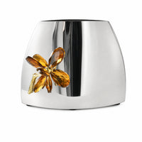 Vase with Crystal Ornament Reflective Stainless Steel Vase Sleek Design for Entryway