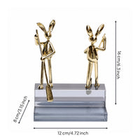 Glass Ornament with Hare Figures Sculptural Hare Figurine Delicate Glass Animal Statue for Living Room