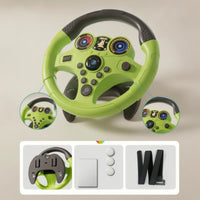 Portable Toy Steering Wheel with Strap Tactile Simulated Driving Controller Interactive Driving Controller with Base Hands-on for Playroom