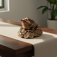 Resin Wealth Frog Ornament Rhinestone Accents Gold Frog Figurine Vintage Design