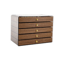 Five-Layer Walnut Jewelry Box with Drawers for Desktop Storage