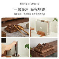 Solid Wood Desktop Storage Rack for Laptops, Adjustable Multi-Function Organizer