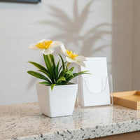 Fake Daffodil in Pot Nordic Style Potted Artificial Daffodils Long Mini Potted Narcissus for Office, Desk
