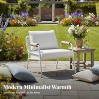 Upholstered Armchair with Woven Rear Waterproof Patio Seating Anti-Corrosive Dense Foam Padding for Residents, Courtyard