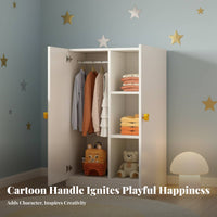 Includes Hanging Rod Cartoon creature Wardrobe Playful Aesthetic standalonestanding Wardrobe Compartmentalized Organization Clothes Organizer Easy Assembly for Children, Toddlers, Parents, Nursery, Playroom, Closet