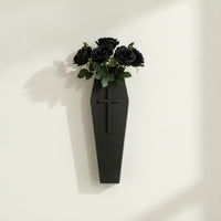 Casket vase with Cross Halloween Casket Sculpture Sign for Goths