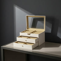 Eyeglass Display Case with Window Three-Tier Glasses Storage Box with Drawers Sunglass Organizer with Drawers Tabletop