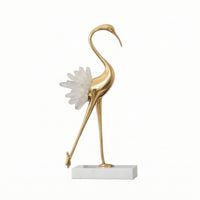 Crane Statue with Marble Base Elegant Ornament Slender Decor for Homeowners, Art Collectors, Shelf