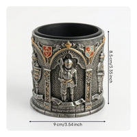 Cylindrical Planter Medieval Relief Flowerpot Textured for Tabletop, Collectors