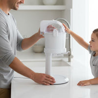 Compact Countertop Ice Cream Machine Clear Domed Top White Ice Cream Machine Dispensing Lever Home Appliance Raised Base