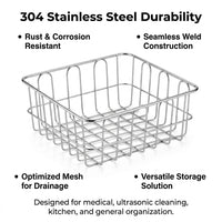 Storage Basket with Wire Mesh Design for Medical Instruments, 304 Ainless Steel for Easy Drainage and Air Circulation