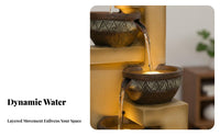 Modern Design Floor Water Fountain Easy Installation Cascading Water Fountain Long-Lasting Resin Freestanding Waterfall Feature All-Weather Use for Living Room, Office, Entryway