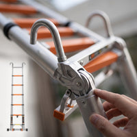 Telescopic Ladder with Hooks Aluminum Folding Extension Ladder Compact for Home Craftsmen, Homeowners, Home Maintenance, Loft Access, Roof Work