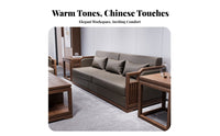 New Chinese design Wooden Frame Couch and Table collection Managerial Design Office Furnishing Reception Lounge Set for Business Managerials, Company Owners, Meeting Room, Hotel Lobby