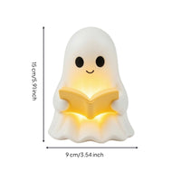 Ghost Lamp with Book Cute Nightlight Warm Glow for Bedroom